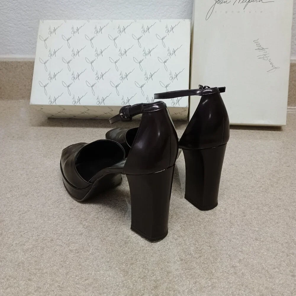Joan Helpern Signature Fine Full Leather Heels 8.5 Handmade Italy Luxury Preppy